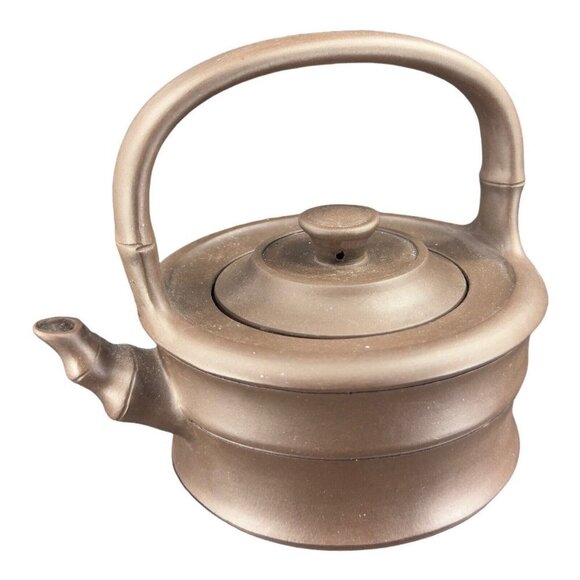 Yixing Zisha Clay Handmade Ceramic Pottery Teapot Carafe W Handle Artist Marked - Picture 7 of 15